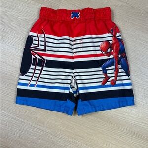 Marvel Red and White Spider-Man Swimwear Swim Trunks 4T